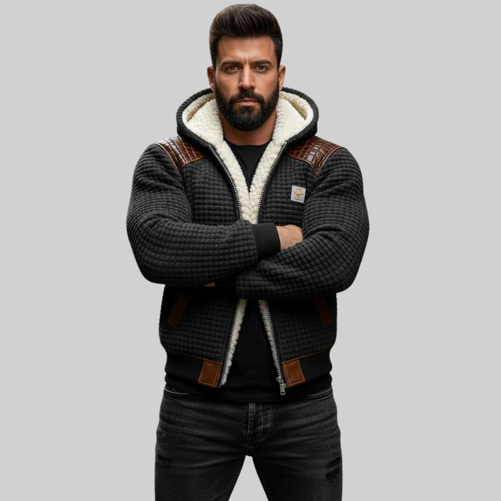 PAOLO | Chaqueta De Textil Con Acabado De Cuero Grabado