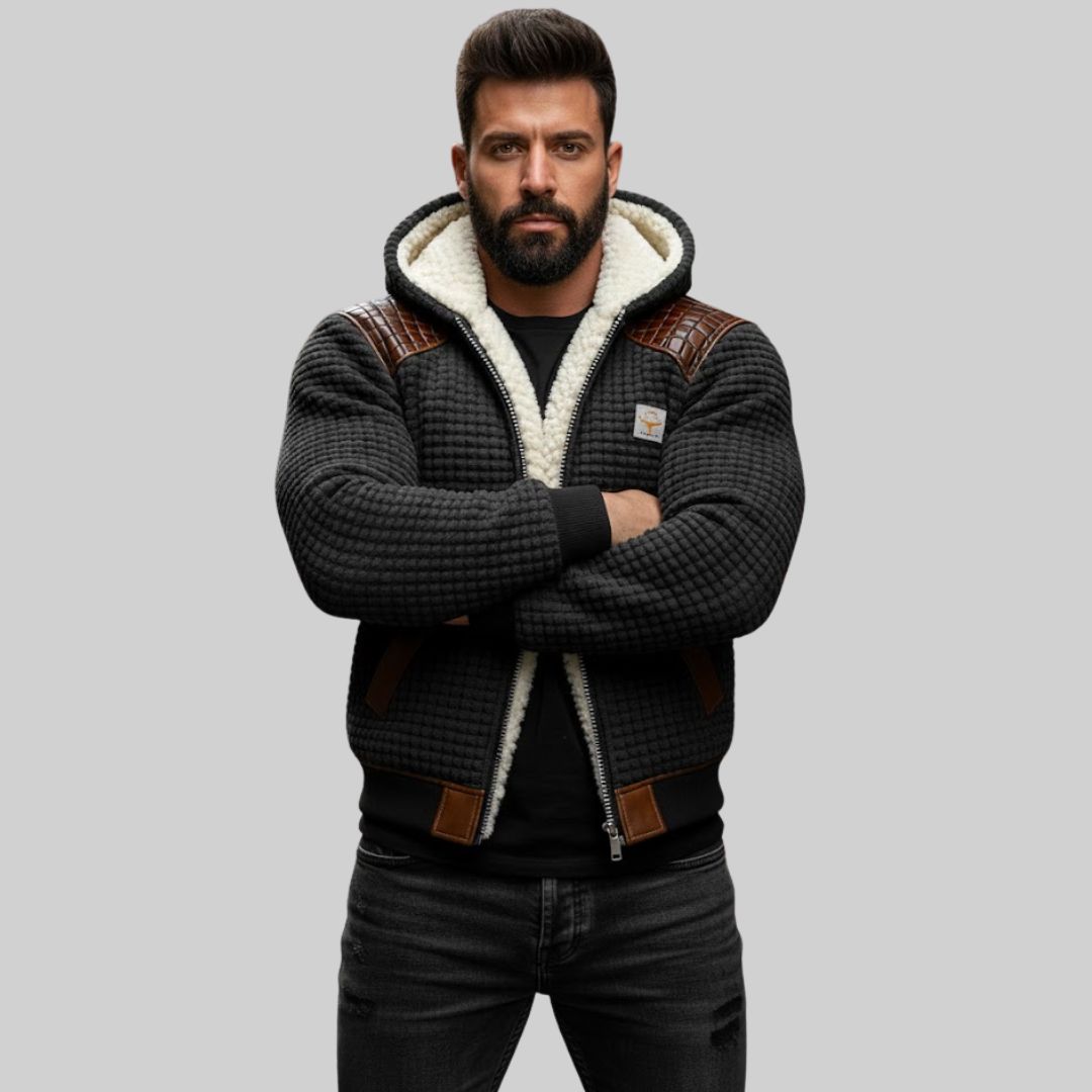 PAOLO | Chaqueta De Textil Con Acabado De Cuero Grabado