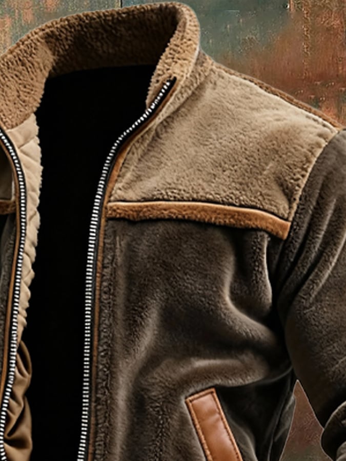 ALFREDO | Chaqueta De Terciopelo Y Cuero Con Forro De Felpa