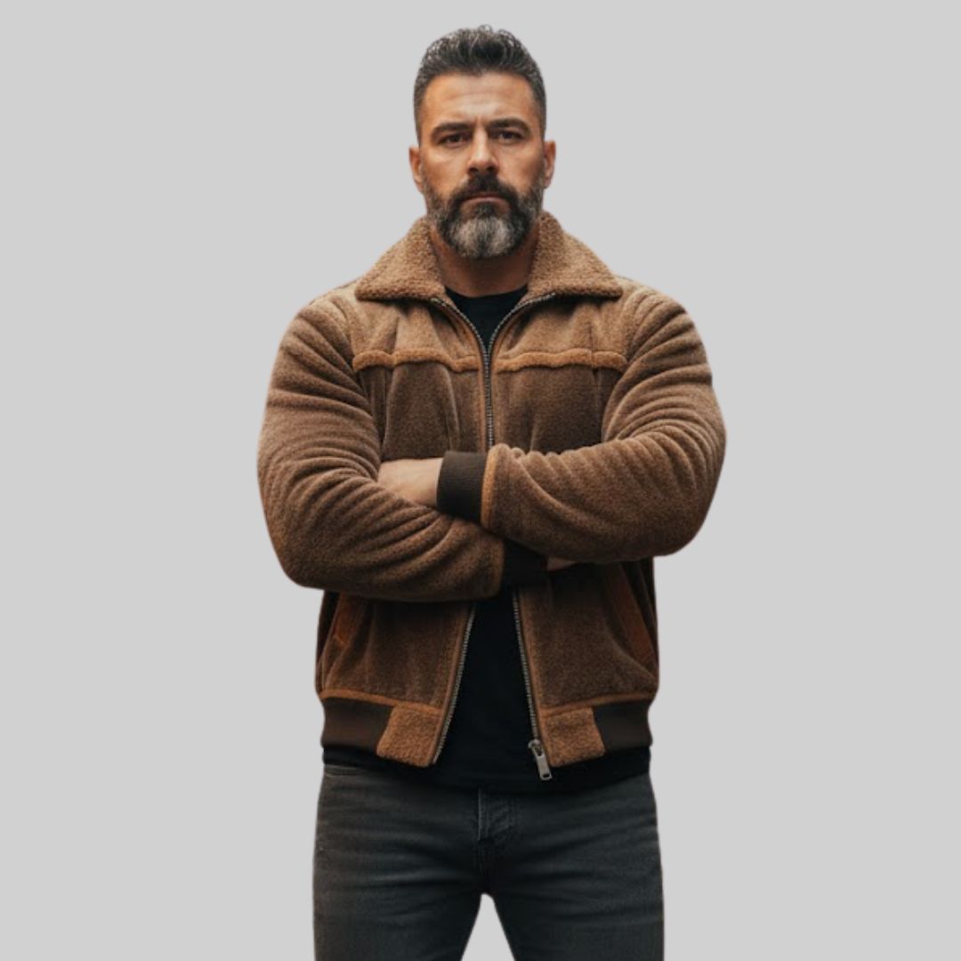 ALFREDO | Chaqueta De Terciopelo Y Cuero Con Forro De Felpa