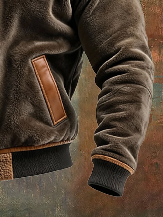 ALFREDO | Chaqueta De Terciopelo Y Cuero Con Forro De Felpa